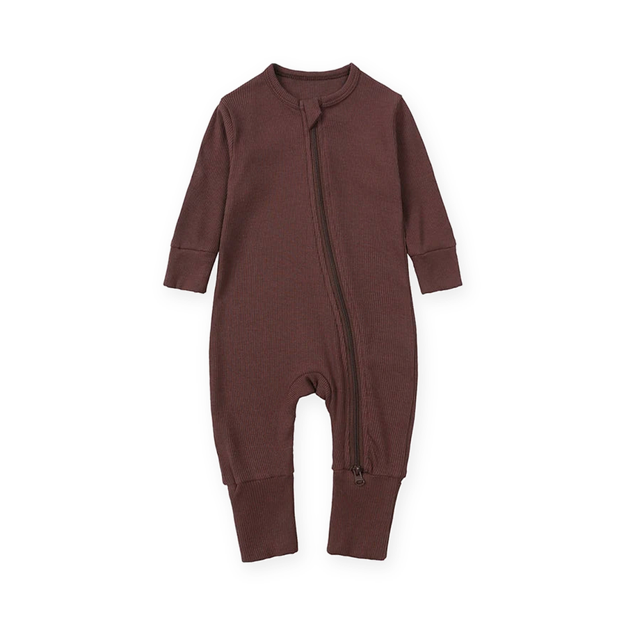 Ribbed Neutrals Heavyweight Romper — Chocolate — Front view — image 1