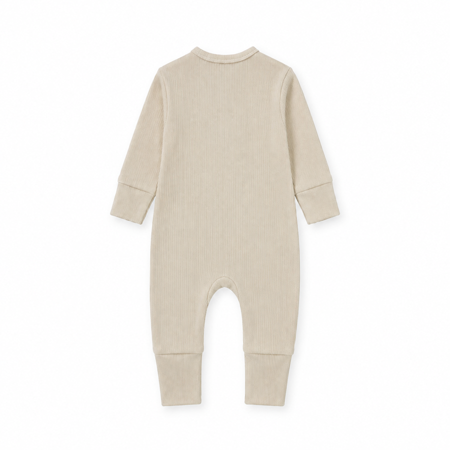 Ribbed Neutrals Heavyweight Romper — Cream — Back view — image 2
