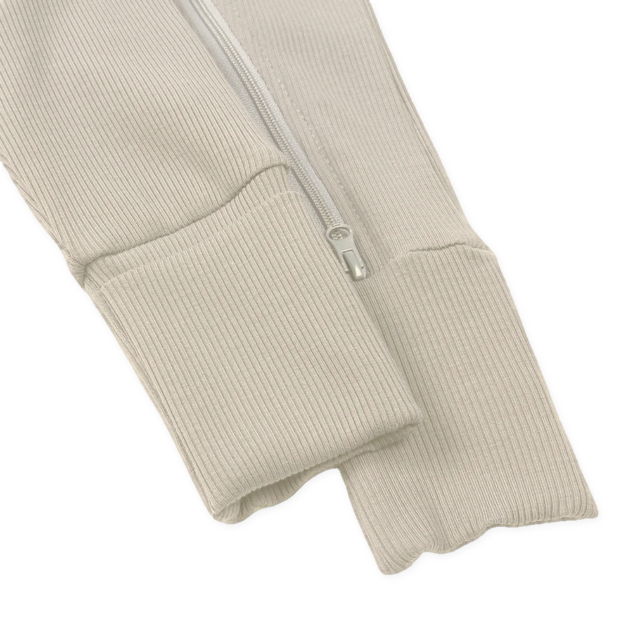 Ribbed Neutrals Heavyweight Romper — Cream — Cuff and foot detail — image 9