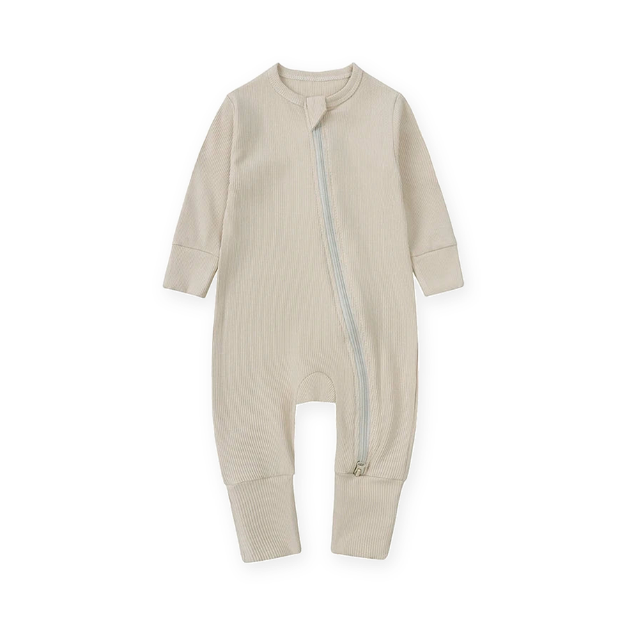 Ribbed Neutrals Heavyweight Romper — Cream — Front view — image 1