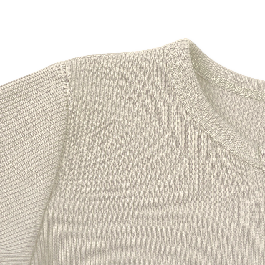 Ribbed Neutrals Heavyweight Romper — Cream — Neckline and seam detail — image 6