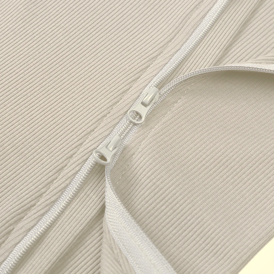 Ribbed Neutrals Heavyweight Romper — Cream — Zipper detail — image 5