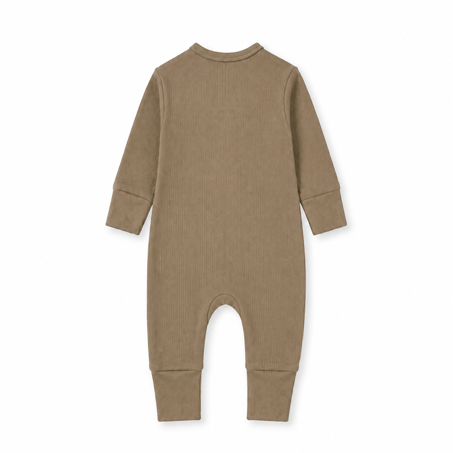 Ribbed Neutrals Heavyweight Romper — Taupe — Back view — image 2