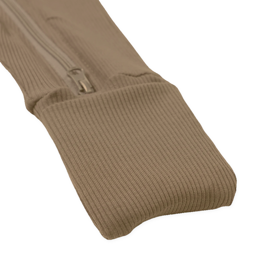 Ribbed Neutrals Heavyweight Romper — Taupe — Cuff and foot detail — image 10