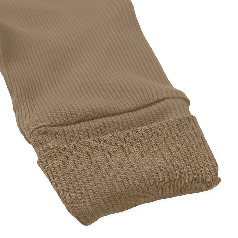 Ribbed Neutrals Heavyweight Romper — Taupe — Cuff and foot detail — image 8