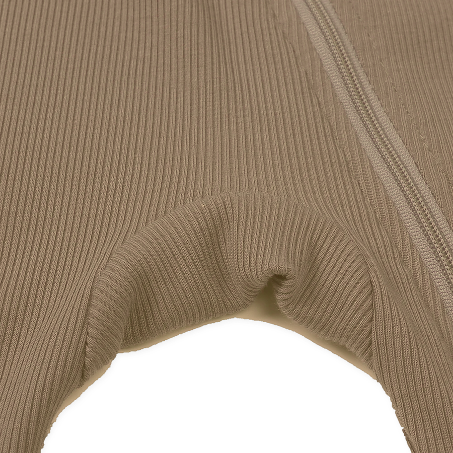 Ribbed Neutrals Heavyweight Romper — Taupe — Gusset and seam detail — image 11