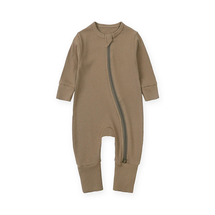 Ribbed Neutrals Heavyweight Romper — Taupe — Front view — image 1