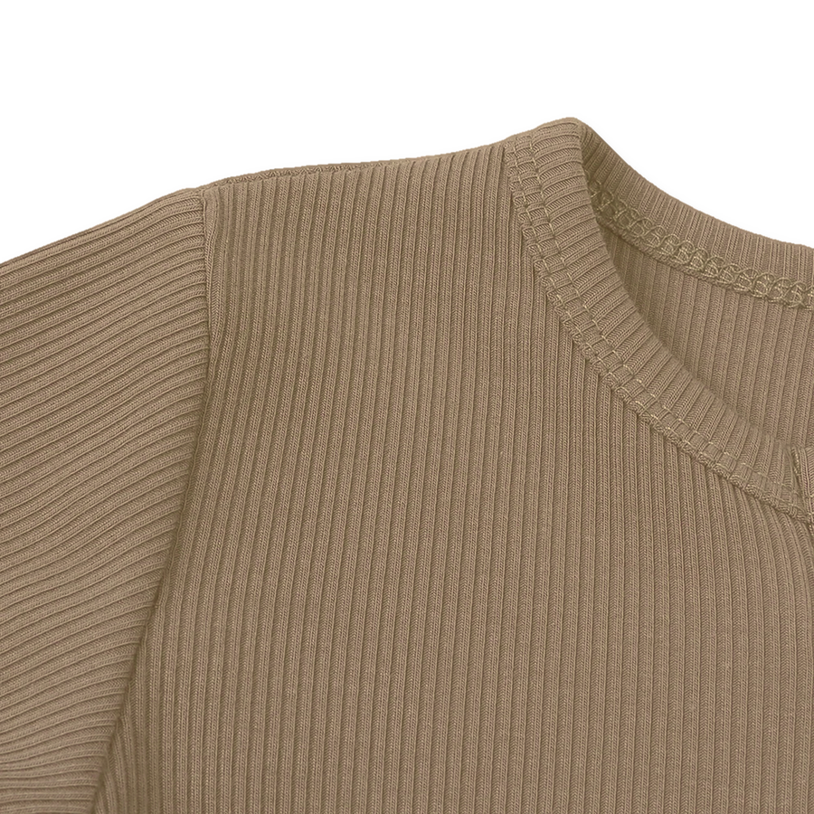 Ribbed Neutrals Heavyweight Romper — Taupe — Neckline and seam detail — image 6