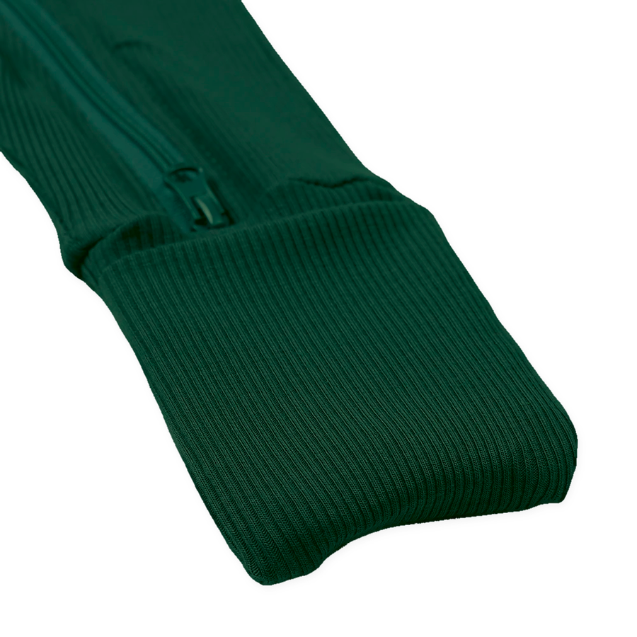 Ribbed Botanical Heavyweight Romper — Forest Green — Cuff and foot detail — image 10