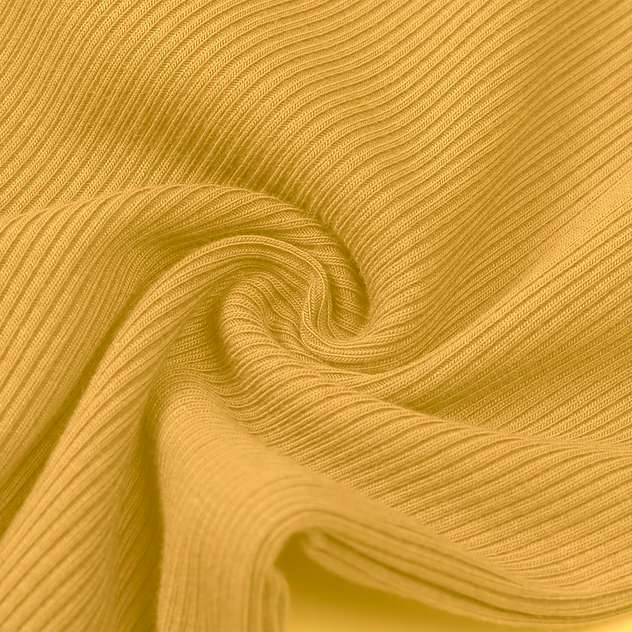 Ribbed Botanical Heavyweight Romper — Golden Mustard — Fabric detail — image 12