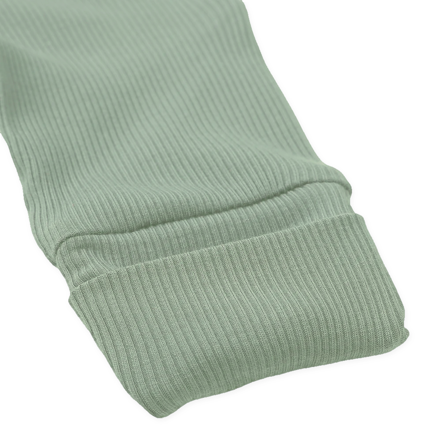 Ribbed Botanical Heavyweight Romper — Sage — Cuff and foot detail — image 8