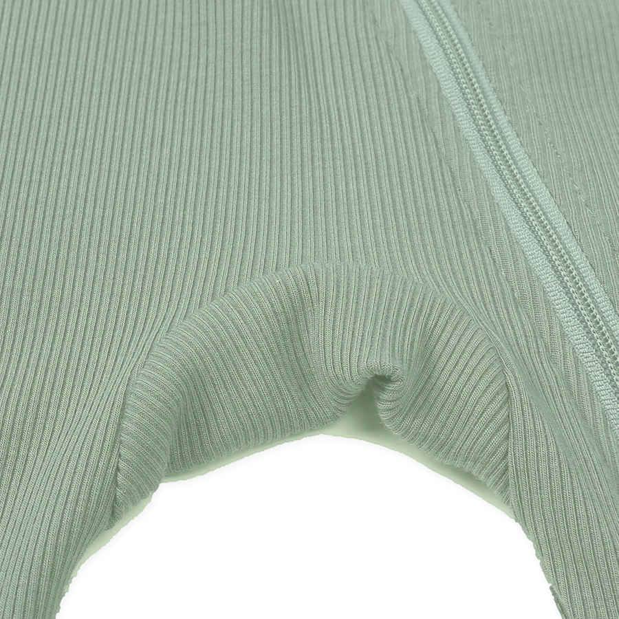 Ribbed Botanical Heavyweight Romper — Sage — Gusset and seam detail — image 11