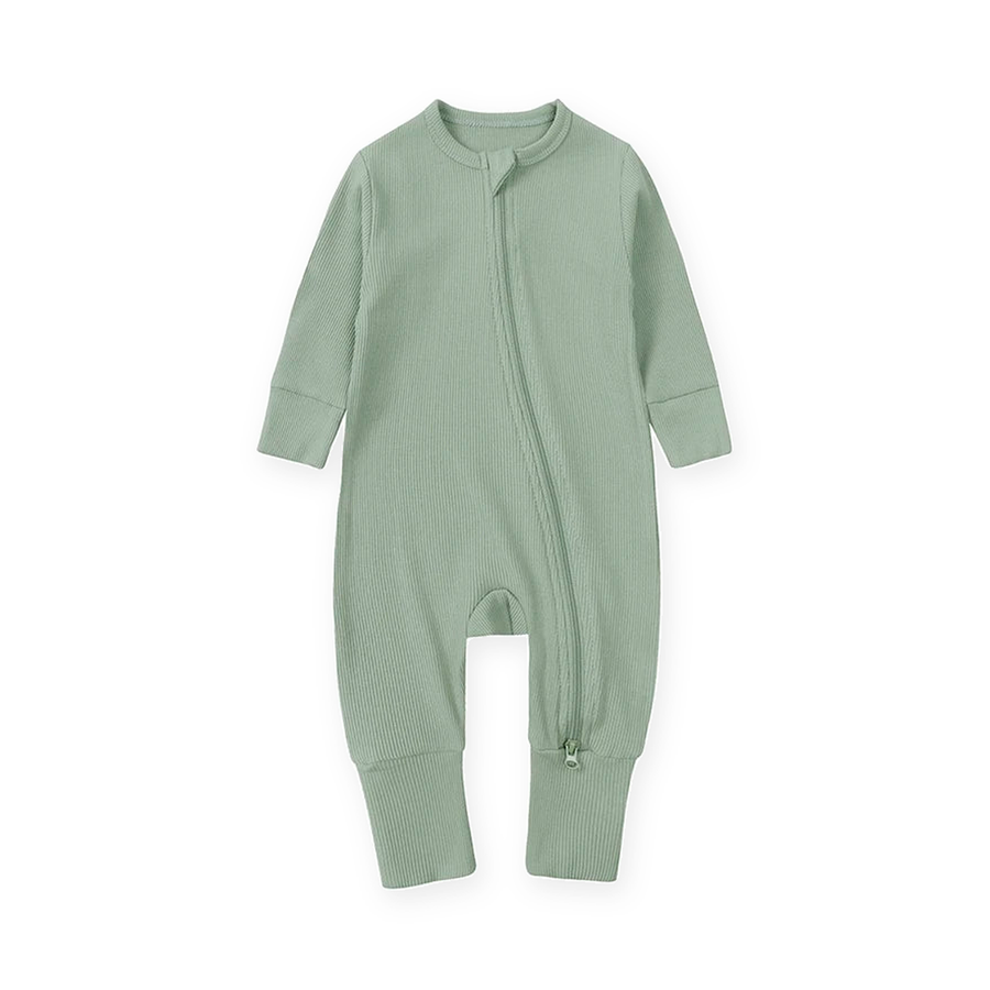 Ribbed Botanical Heavyweight Romper — Sage — Front view — image 1