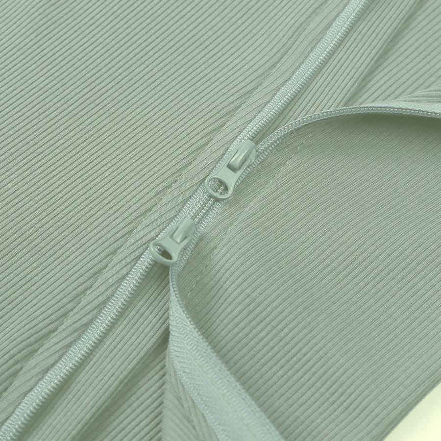 Ribbed Botanical Heavyweight Romper — Sage — Zipper detail — image 5