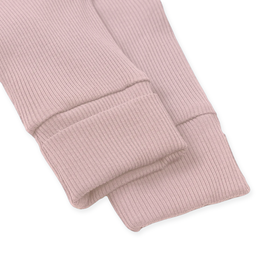 Ribbed Dusty Heavyweight Romper — Blush Pink — Cuff and foot detail — image 7