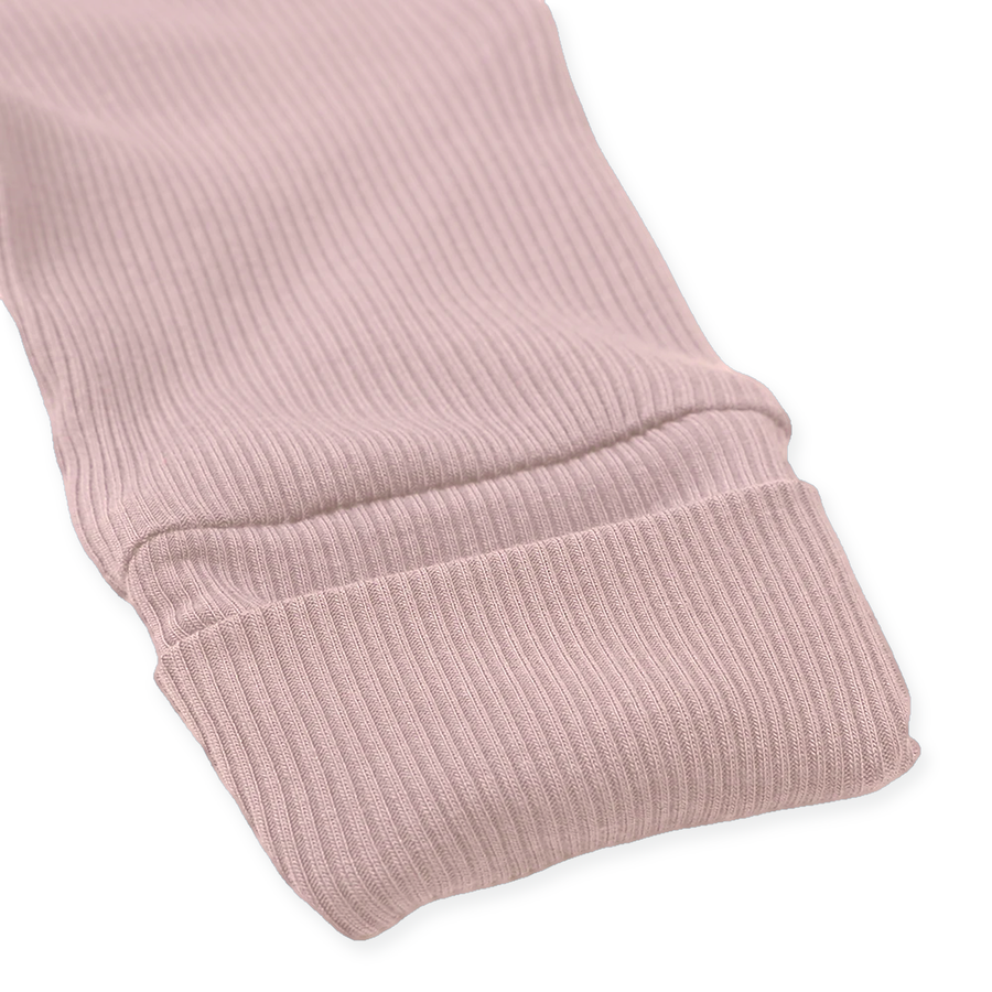Ribbed Dusty Heavyweight Romper — Blush Pink — Cuff and foot detail — image 8