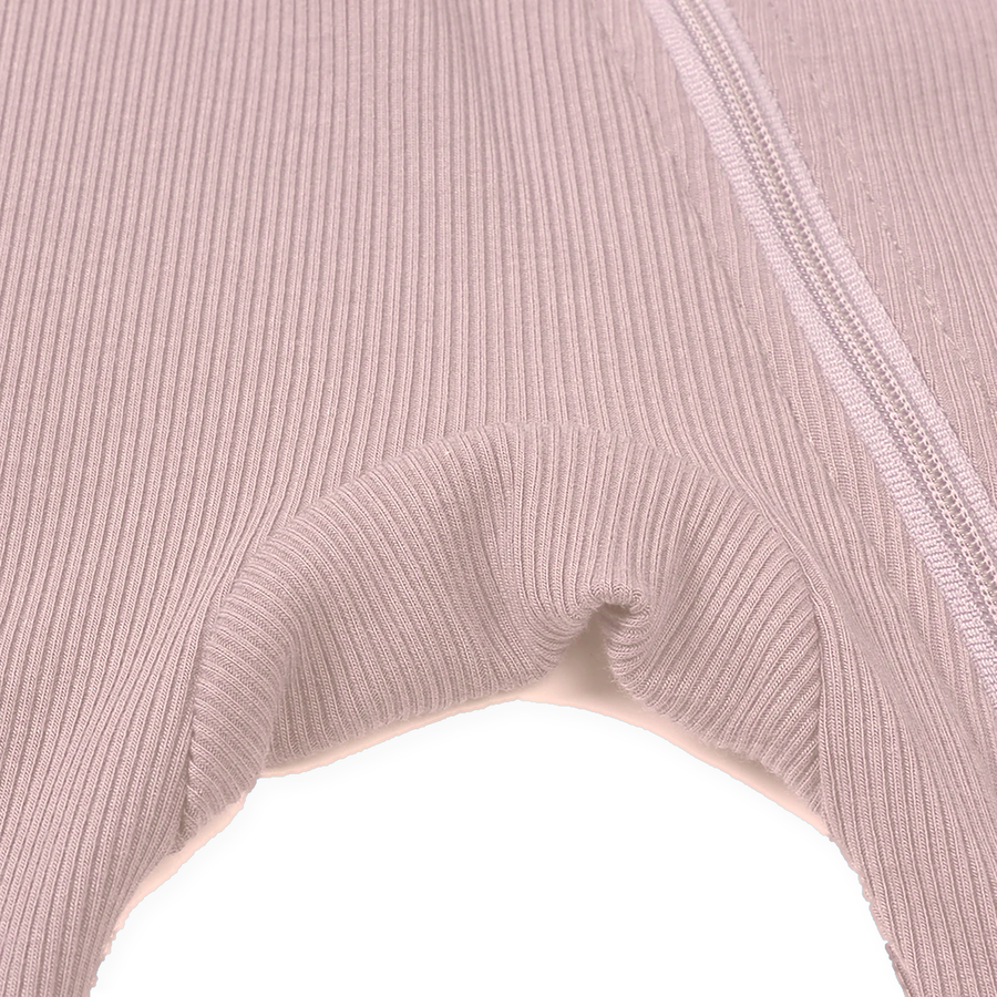 Ribbed Dusty Heavyweight Romper — Blush Pink — Gusset and seam detail — image 11