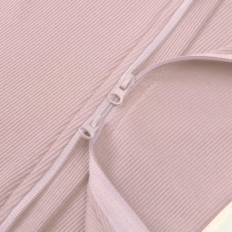 Ribbed Dusty Heavyweight Romper — Blush Pink — Zipper detail — image 5