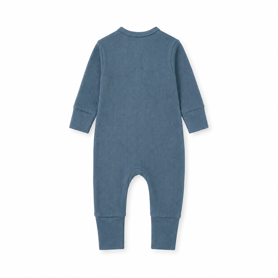 Ribbed Dusty Heavyweight Romper — Dusty Blue — Back view — image 2