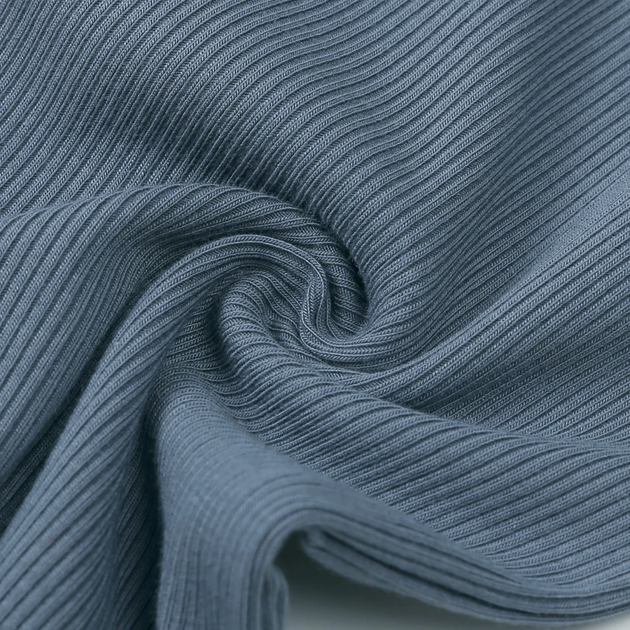 Ribbed Dusty Heavyweight Romper — Dusty Blue — Fabric detail — image 12
