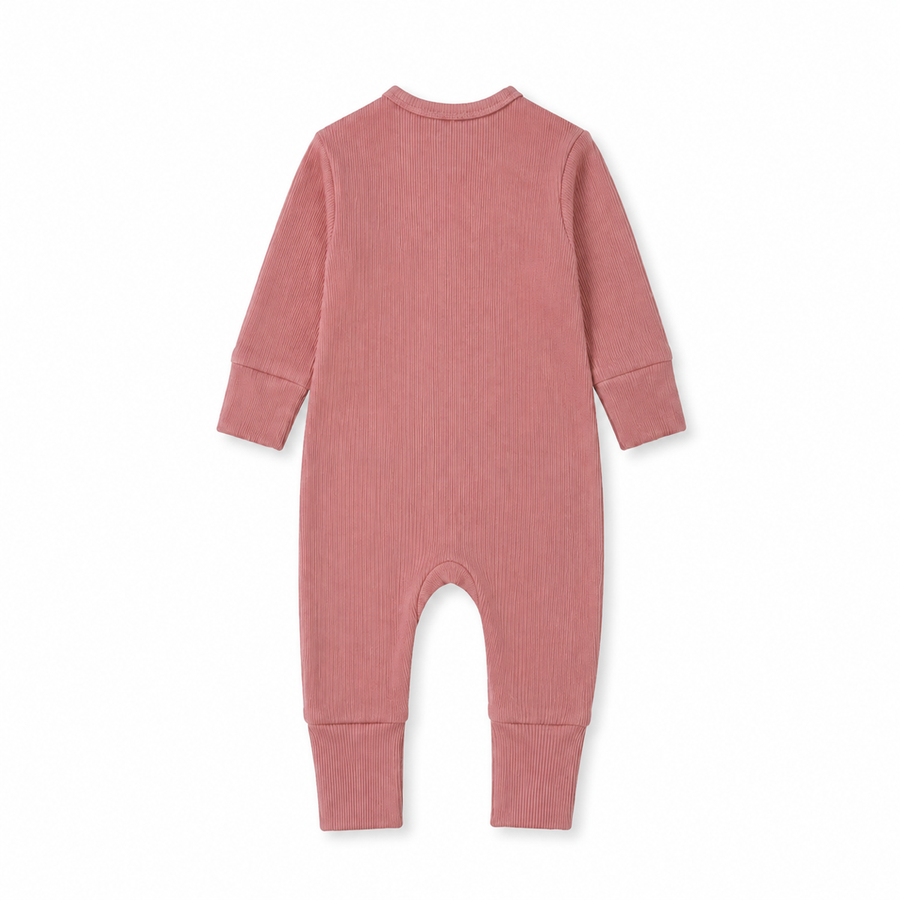 Ribbed Dusty Heavyweight Romper — Dusty Rose — Back view — image 2
