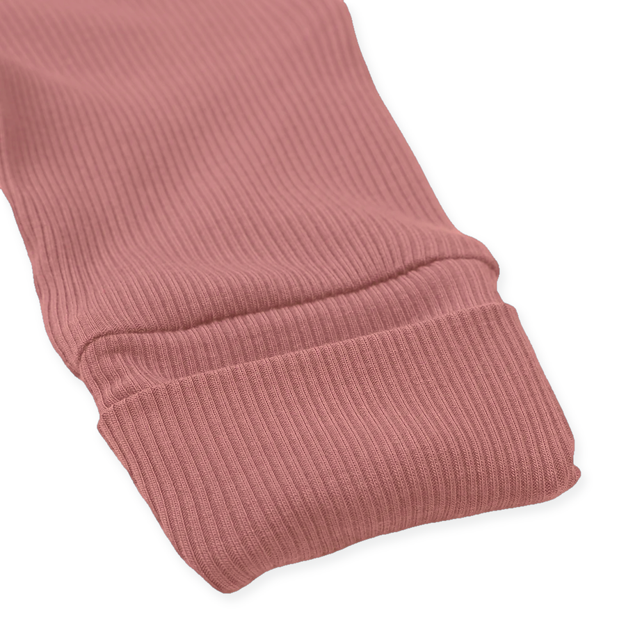 Ribbed Dusty Heavyweight Romper — Dusty Rose — Cuff and foot detail — image 8