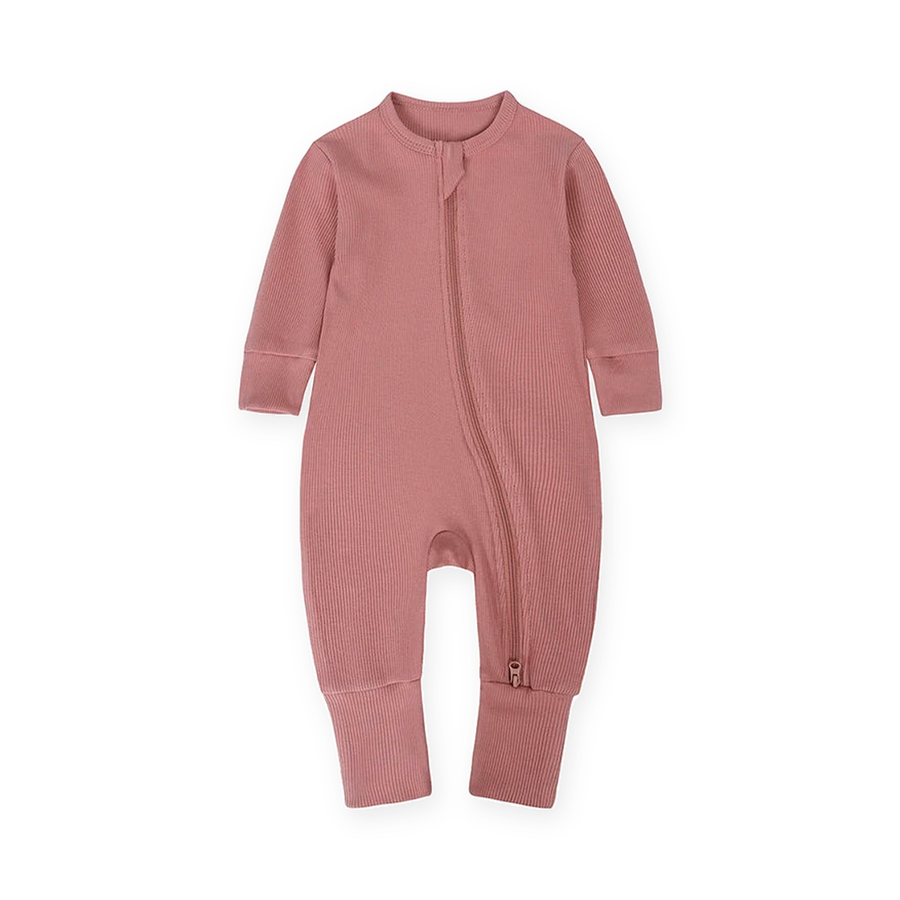 Ribbed Dusty Heavyweight Romper — Dusty Rose — Front view — image 1