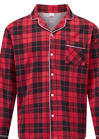 Cranberry & Black Plaid Family Christmas Pajamas — close-up detail 1