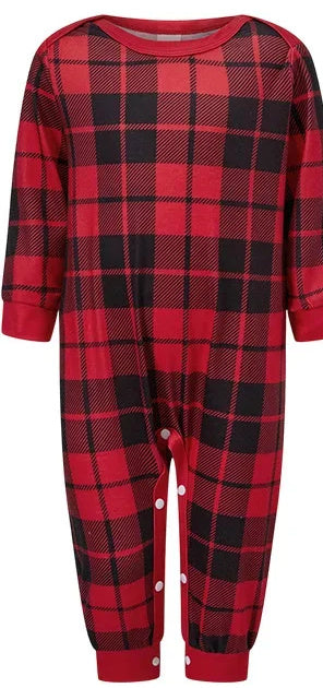 Cranberry & Black Plaid Family Christmas Pajamas — close-up detail 2