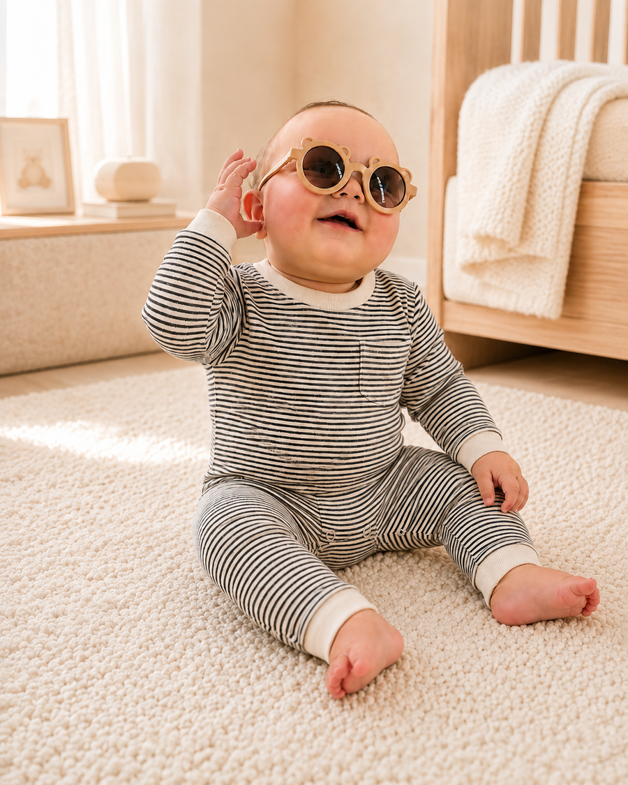 Atelier Isabelle Striped Long Sleeve Romper