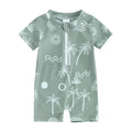 Baby Boys Summer Swimwear Beach Swimming Suit Cute Sea Element Prints Zipper Short Sleeve Monokini Swimsuit