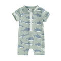 Baby Boys Summer Swimwear Beach Swimming Suit Cute Sea Element Prints Zipper Short Sleeve Monokini Swimsuit