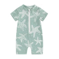 Baby Boys Summer Swimwear Beach Swimming Suit Cute Sea Element Prints Zipper Short Sleeve Monokini Swimsuit
