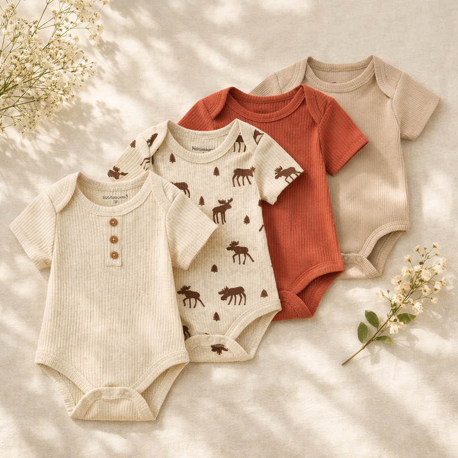 Le Petit Quatuor Ribbed Bodysuit 4-Pack - Reindeer, product view 2