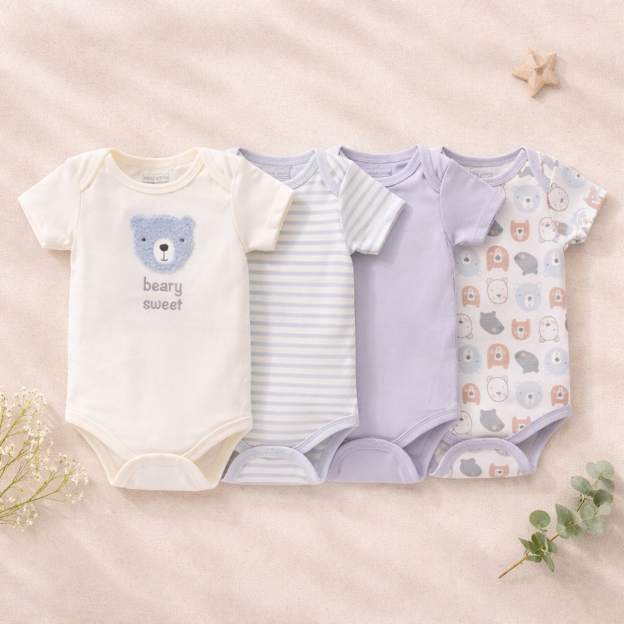 Beary Sweet Bodysuit Set (4-Pack), product view 2
