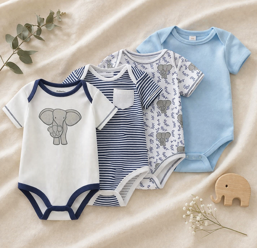 Little Elephant Bodysuit Set (4-Pack), product view 2
