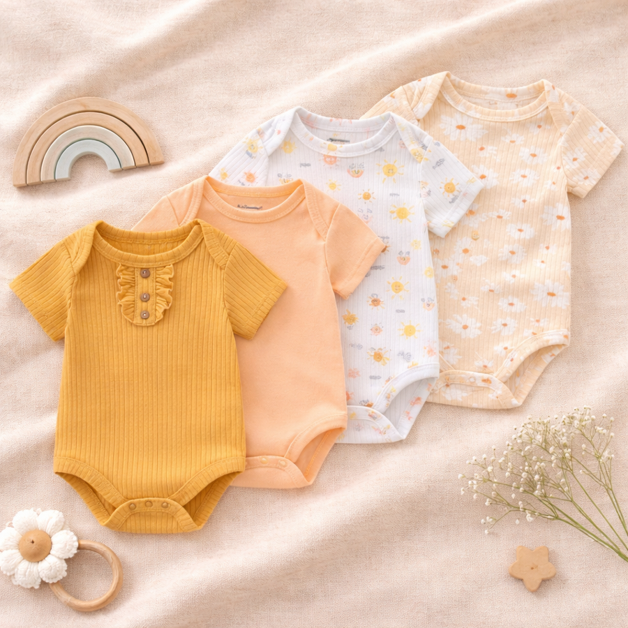 Sunlit Meadow Bodysuit 4-Pack - Yellow, product view 2