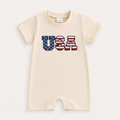 USA Appliqué Short Sleeve Baby Romper - White