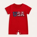 USA Appliqué Short Sleeve Baby Romper - Red