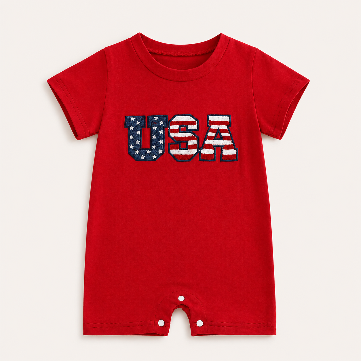 USA Appliqué Short Sleeve Baby Romper - Red