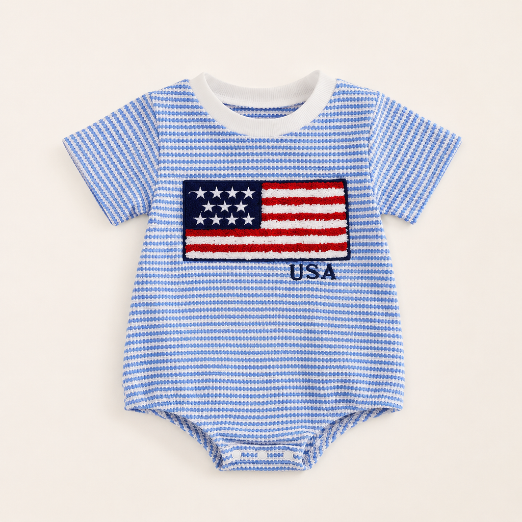 Americana Striped Short-Sleeve Romper