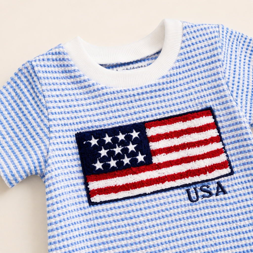 Americana Striped Short-Sleeve Romper