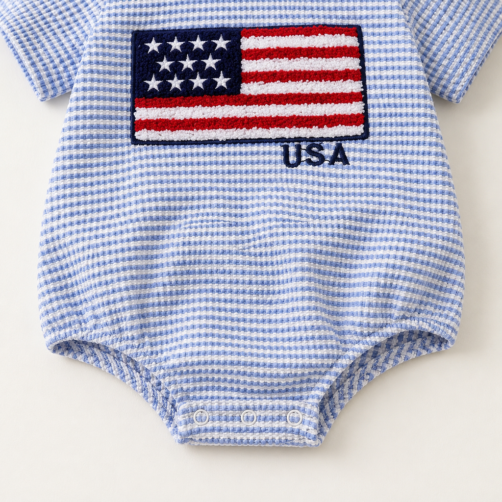 Americana Striped Short-Sleeve Romper