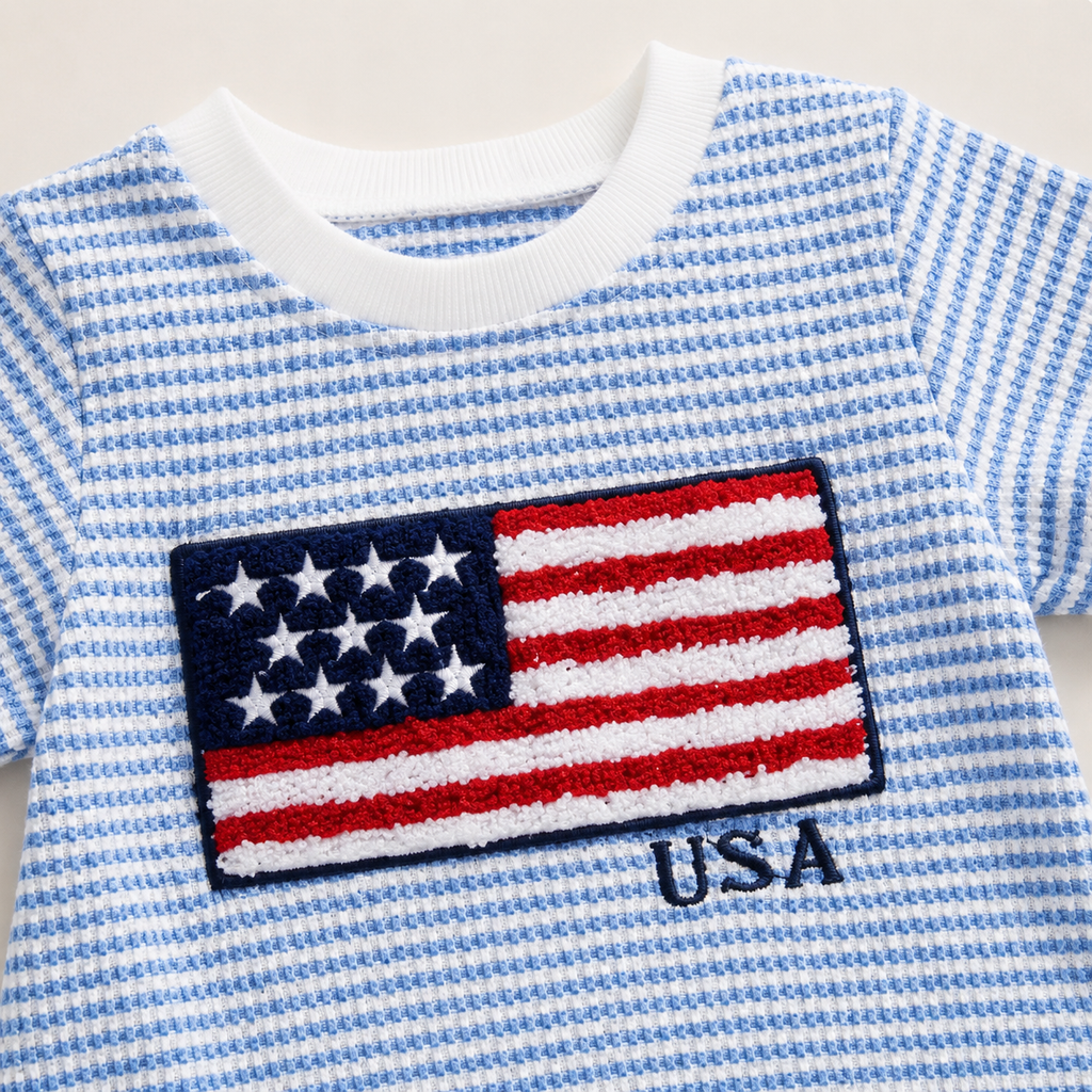 Americana Striped Short-Sleeve Romper