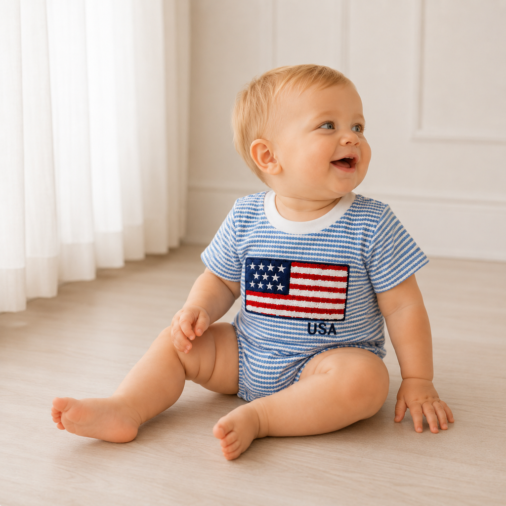 Americana Striped Short-Sleeve Romper