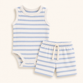 Sunny Days Bodysuit & Shorts Set - Blue Stripes