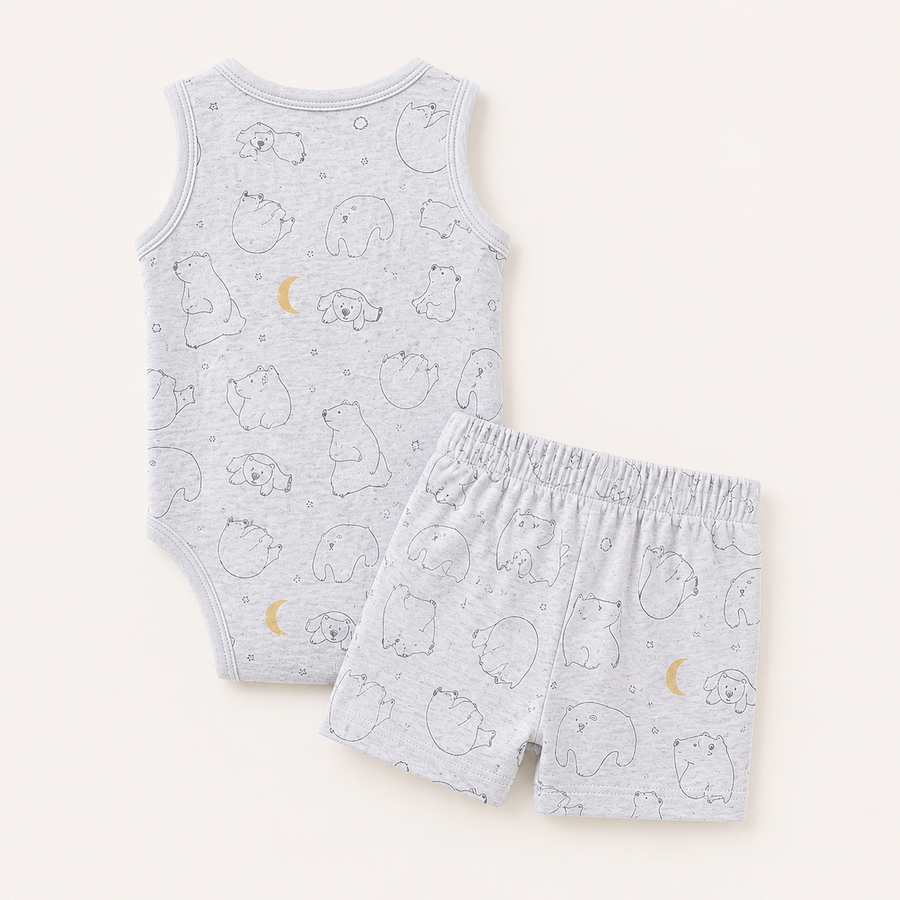 Sunny Days Bodysuit & Shorts Set - Grey Bears, product view 4