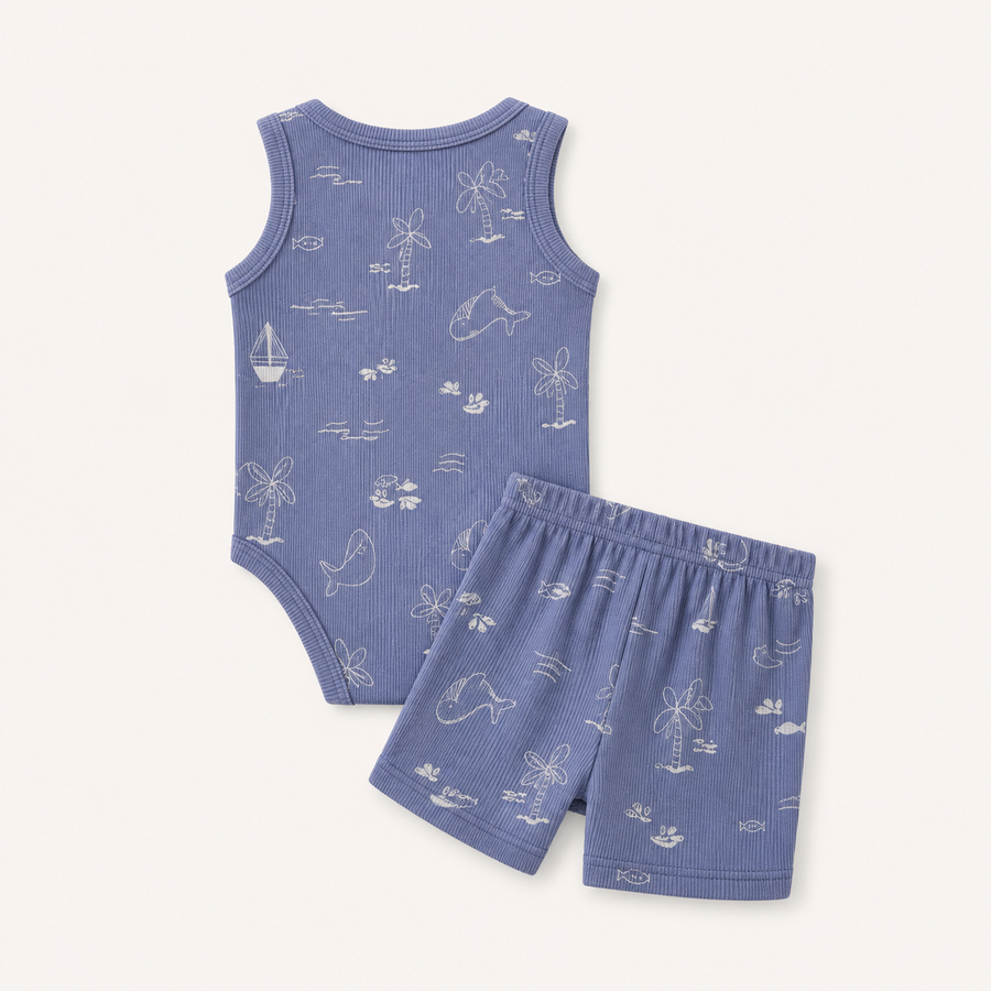 Sunny Days Bodysuit & Shorts Set - Blue, product view 4