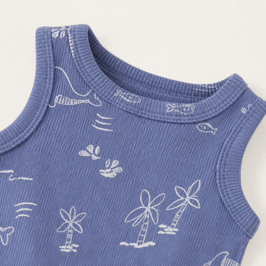 Sunny Days Bodysuit & Shorts Set - Blue, product view 5