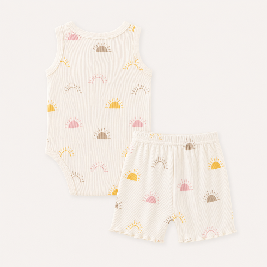 Sunny Days Bodysuit & Shorts Set - Pink Sun